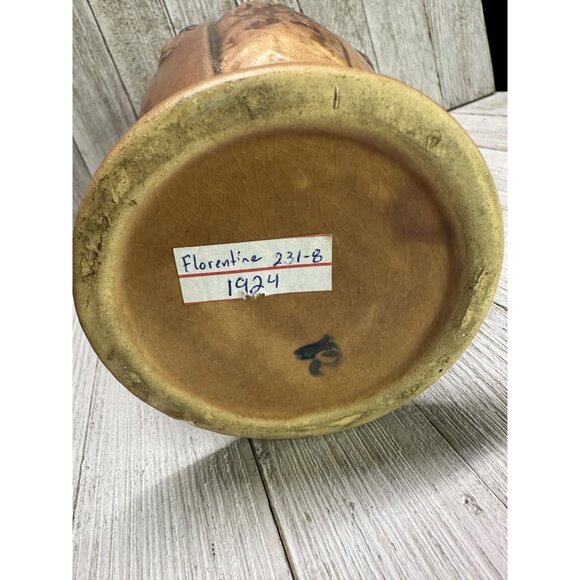 Vtg Roseville USA Art Pottery Florentine 231-8" Vase - Stamped R Mark 1924 - Picture 7 of 14